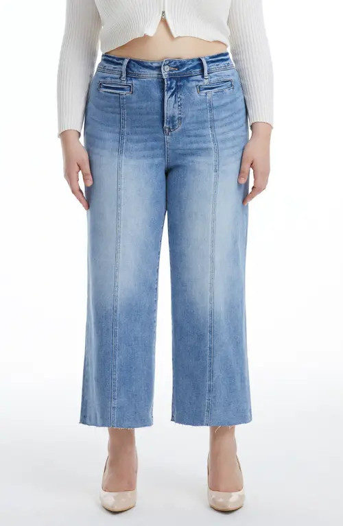 Bayeas Seamed Raw Hem Ankle Wide Leg Jeans in Ice Blue at Nordstrom, Size 20W | Nordstrom