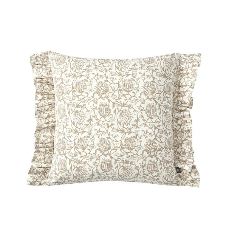 My Texas House 18" x 18" Arden Taupe Floral Cotton Decorative Pillow Cover - Walmart.com | Walmart (US)