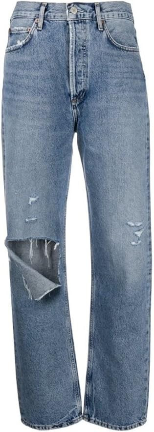 Spring Summer Straight Hole Trousers Boots Pants Women Jeans Zipper Pants Streetwear Daily Leisur... | Amazon (US)