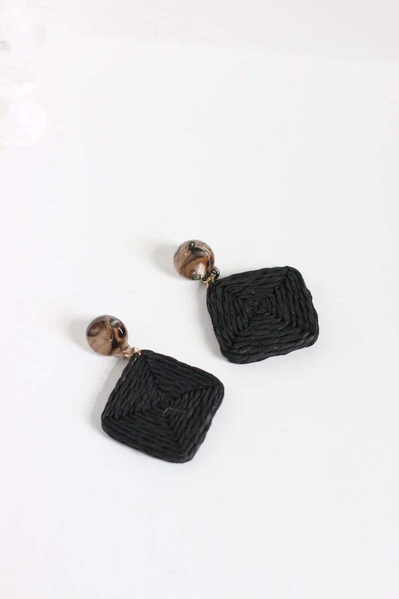 Black Rattan Statement Earrings | ANEA HILL