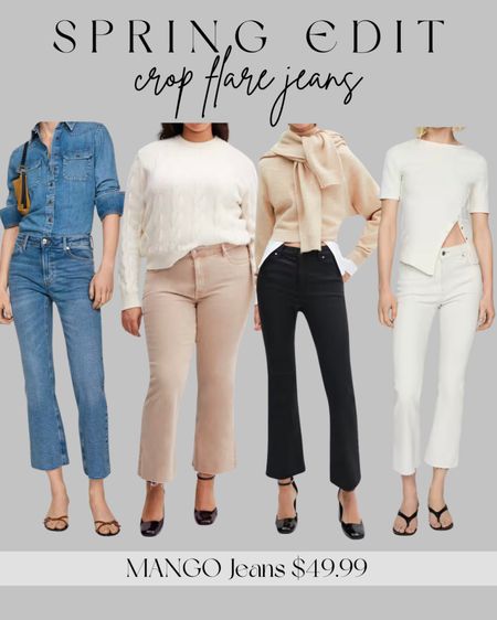Spring edit! MANGO crop flare jeans! 

#LTKStyleTip #LTKFindsUnder50 #LTKSeasonal