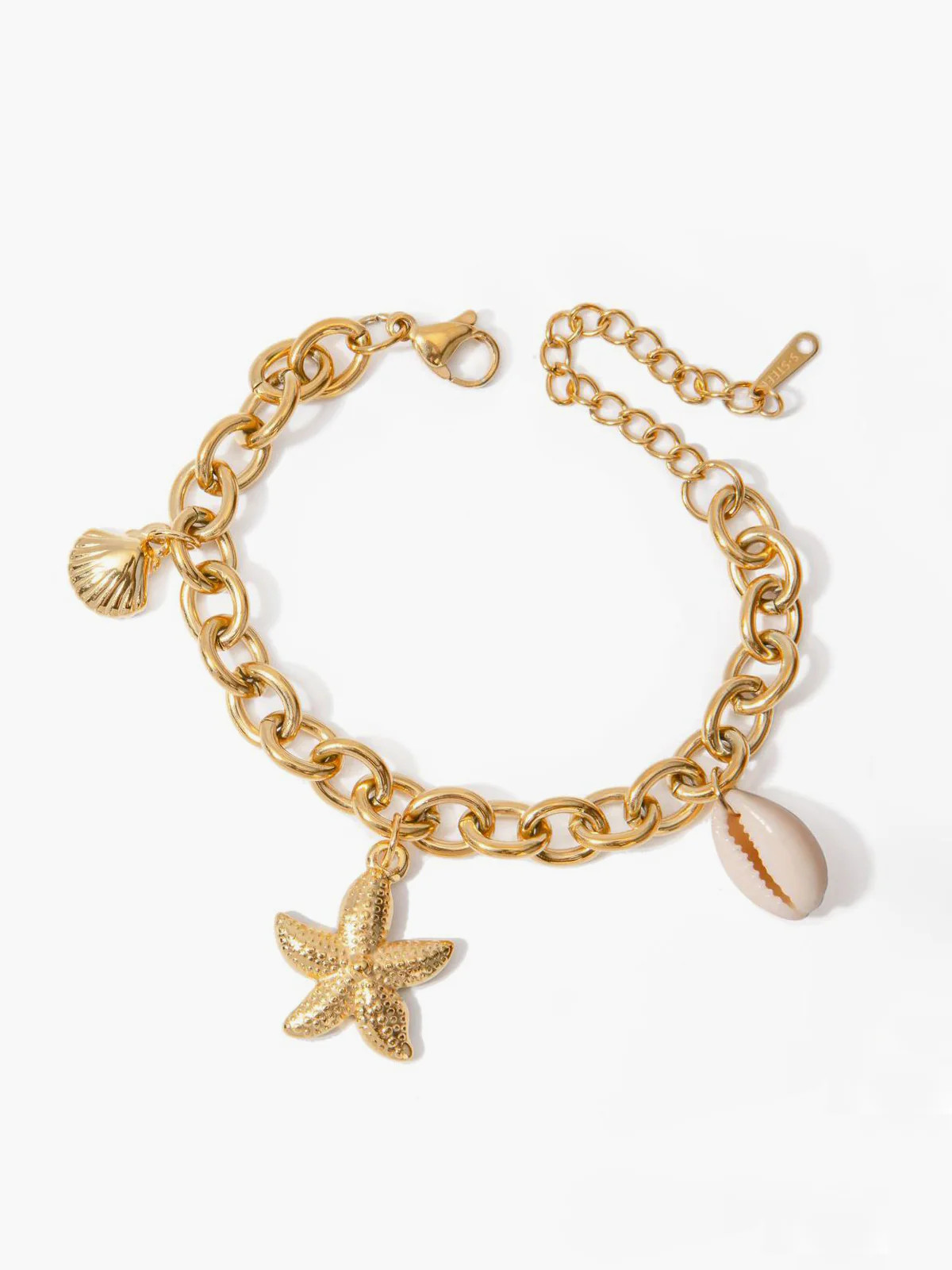 Gold Chain Seashell Charm Bracelet | Commense