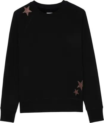 Zadig & Voltaire Upper Star Embellished Cotton Sweatshirt | Nordstrom | Nordstrom