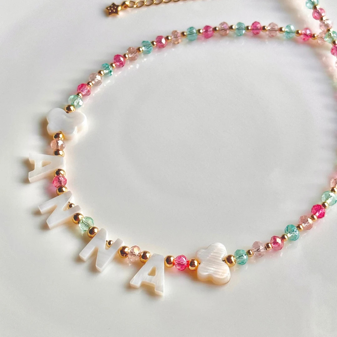 Toddler Custom Name Necklace, Mother of Pearl Letter Name Necklace, Kids Birthday Gift, Gift for ... | Etsy (US)