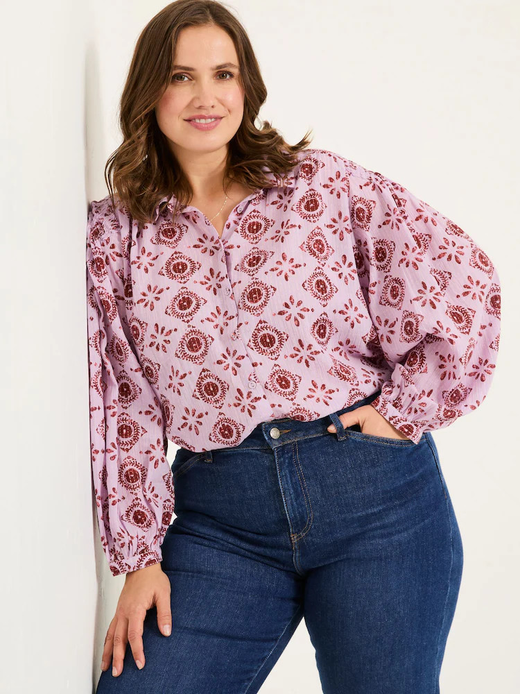 Heather Paars Tile Patch Geo - FatFace 100% katoenen blouse | Next EU