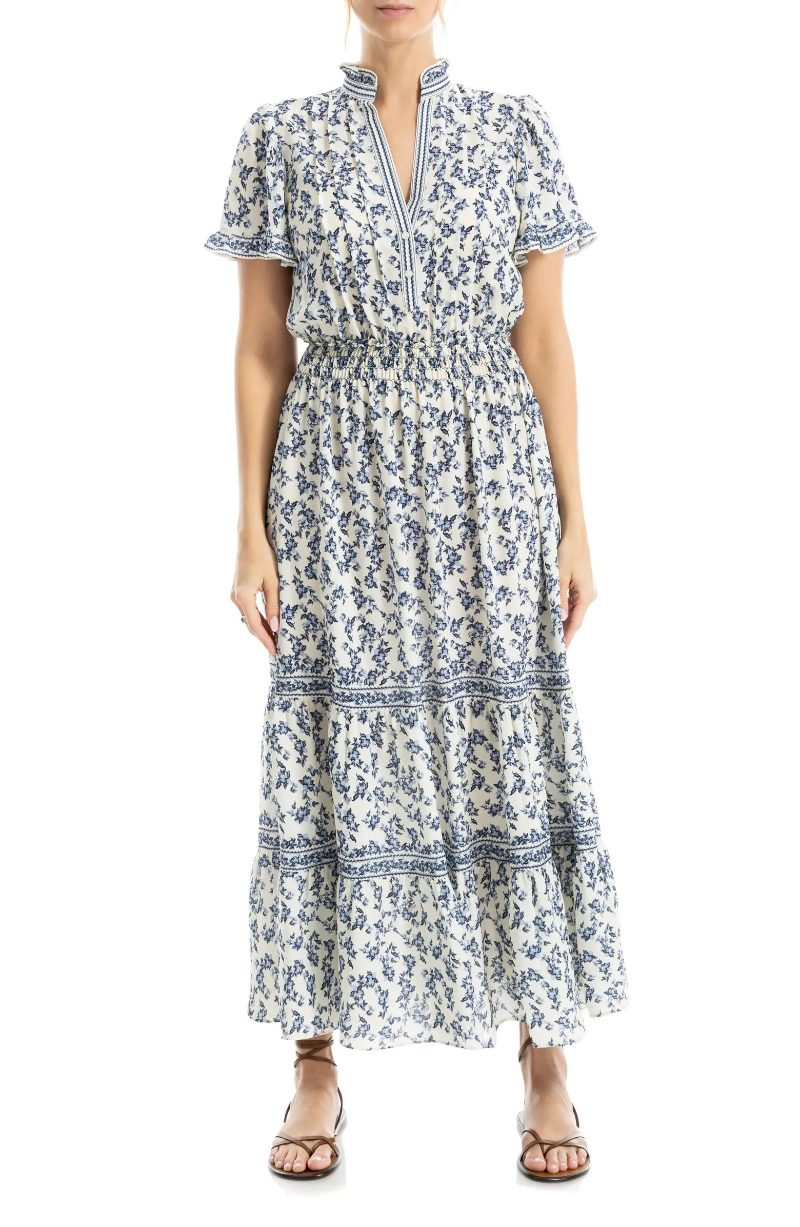 Smocked Flutter Sleeve Maxi Dress | Nordstrom Rack