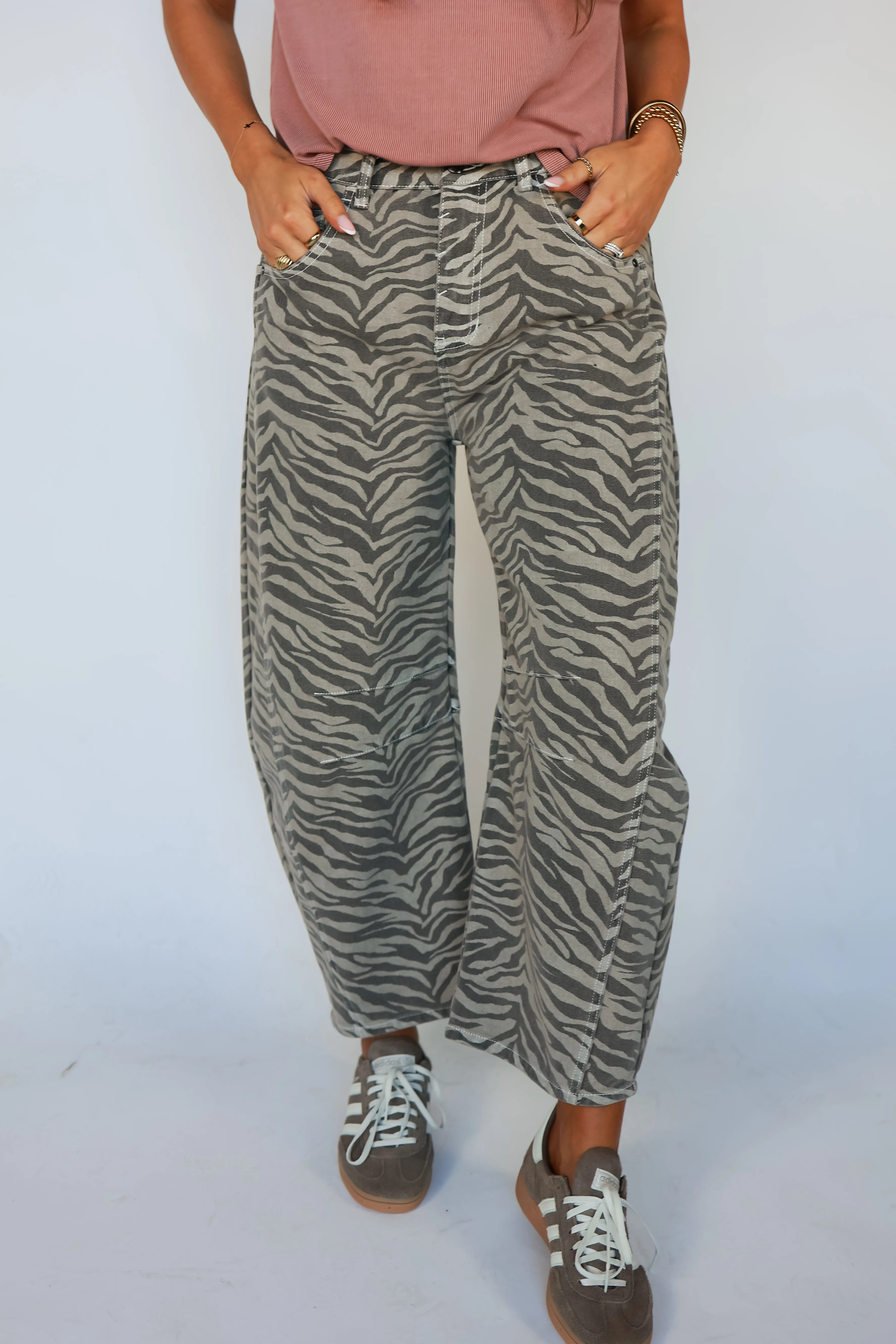 RUN WILD ZEBRA BARREL JEANS | SHOP HARCO