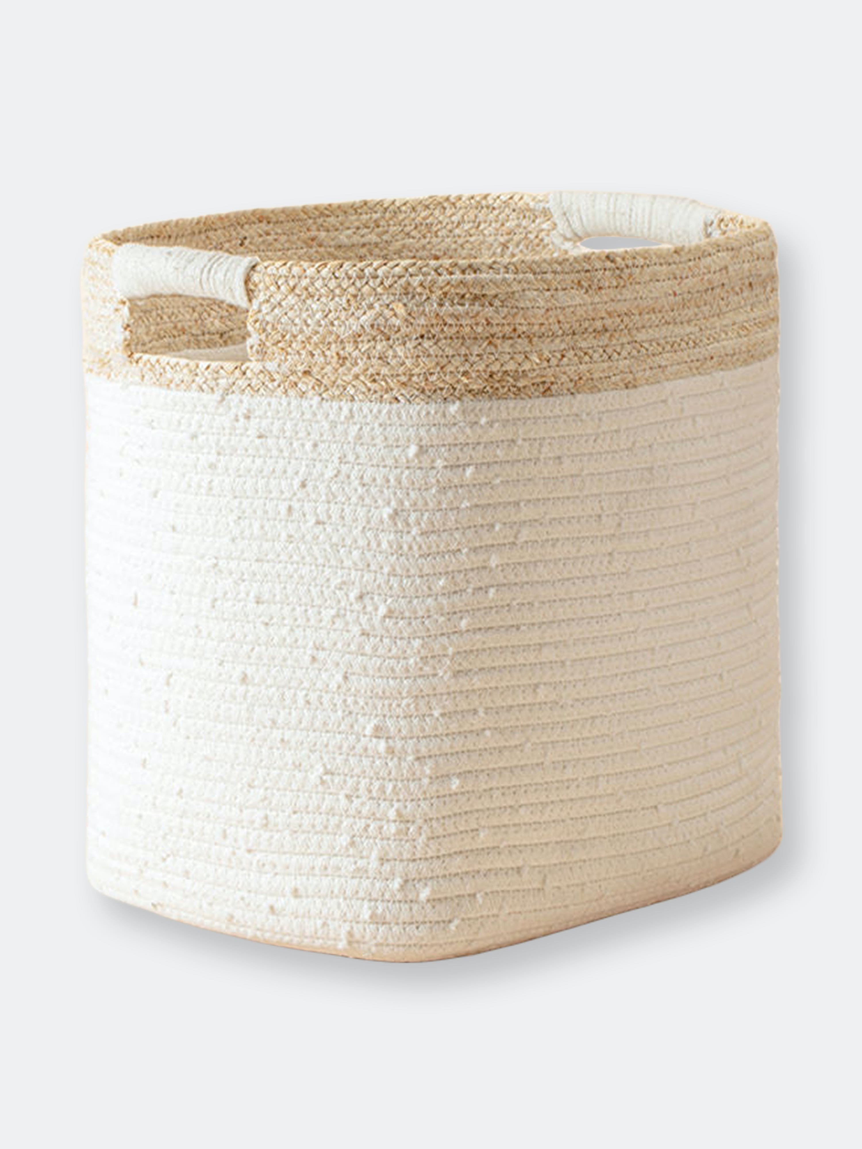 Blois Natural Color Beige Cotton Rope & Corn Skin Storage Basket | Verishop
