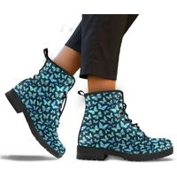 Blue Butterfly Combat Boots - Pattern Winter Booties Print Ankle For Women/Men Gift Lovers | Etsy (US)