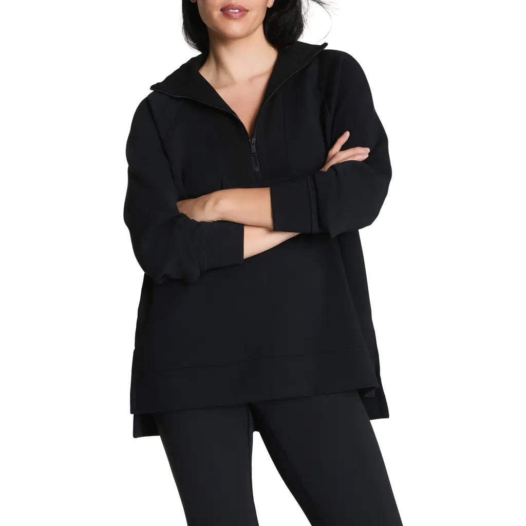 SPANX® AirEssentials Half Zip Tunic in Very Black at Nordstrom, Size Medium | Nordstrom