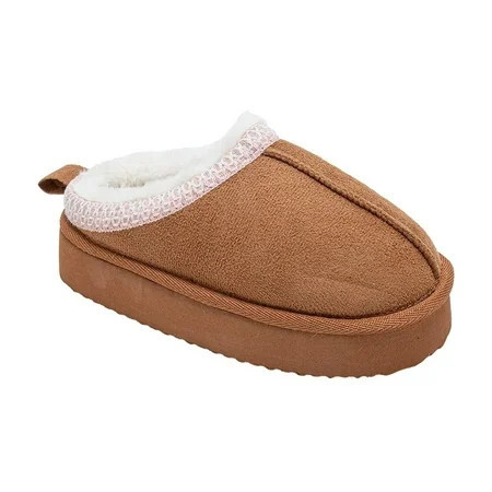 Kensie Girls Sherpa Slippers – Fuzzy Indoor House Slippers for Kids Cozy Slip-On Warm Shoes for Little Kid/Big Kid | Walmart (US)