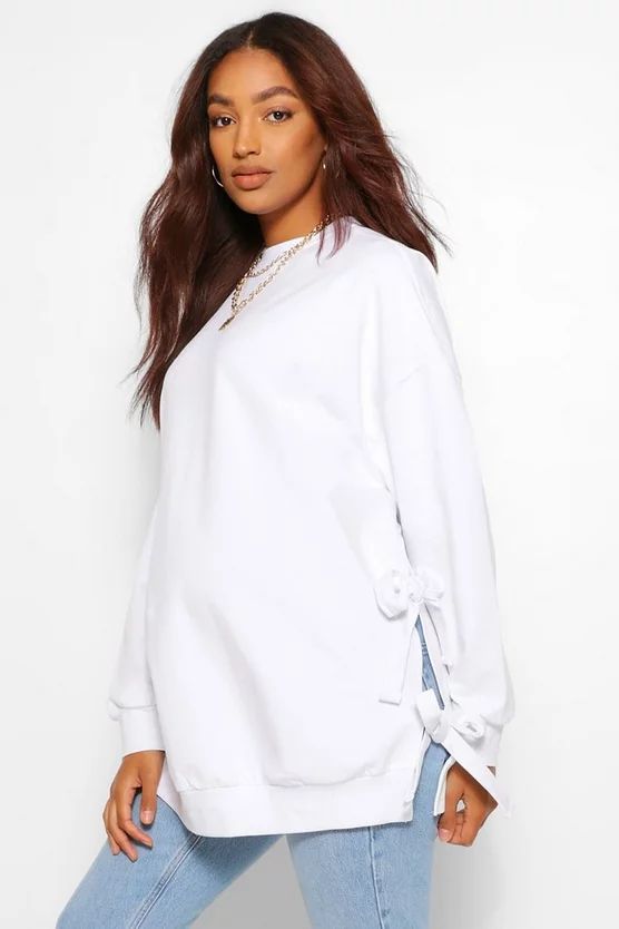 Maternity Tie Side Nursing Sweatshirt | Boohoo.com (US & CA)