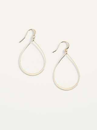 Real Gold-Plated Teardrop Hoop Earrings for Women | Old Navy (US)