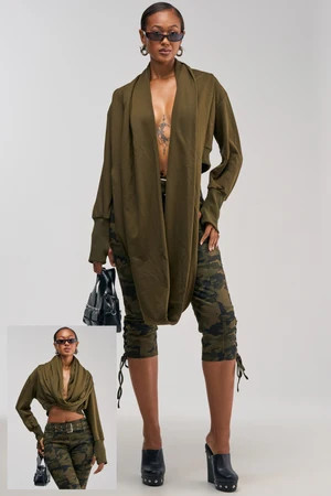 AKIRA Just Too Cool For You Sweatshirt In Olive | Black | Size Small/Medium | AKIRA