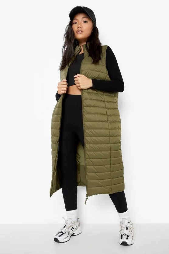 Petite Maxi Funnel Neck Gilet | Boohoo.com (UK & IE)