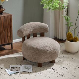 CHRISTOPHER KNIGHT HOME Amelia Light Brown and Walnut Boucle Fabric Upholstered Accent Slipper Ch... | The Home Depot