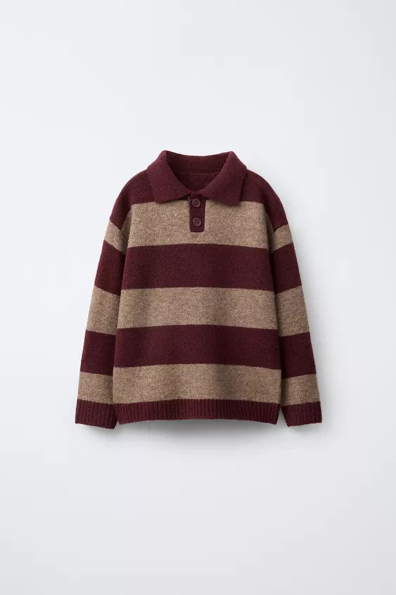 STRIPED KNIT POLO SWEATER | Zara US