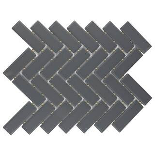 Restore Matte Charcoal Gray Herringbone 9 in. x 12 in. x 6.35 mm Glazed Ceramic Mosaic Tile (0.6 ... | The Home Depot