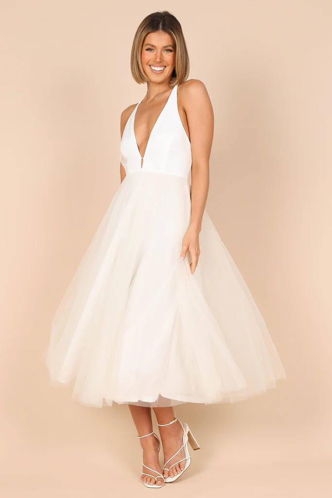 Avina Tulle Midi Dress - Cream | Petal & Pup (US)