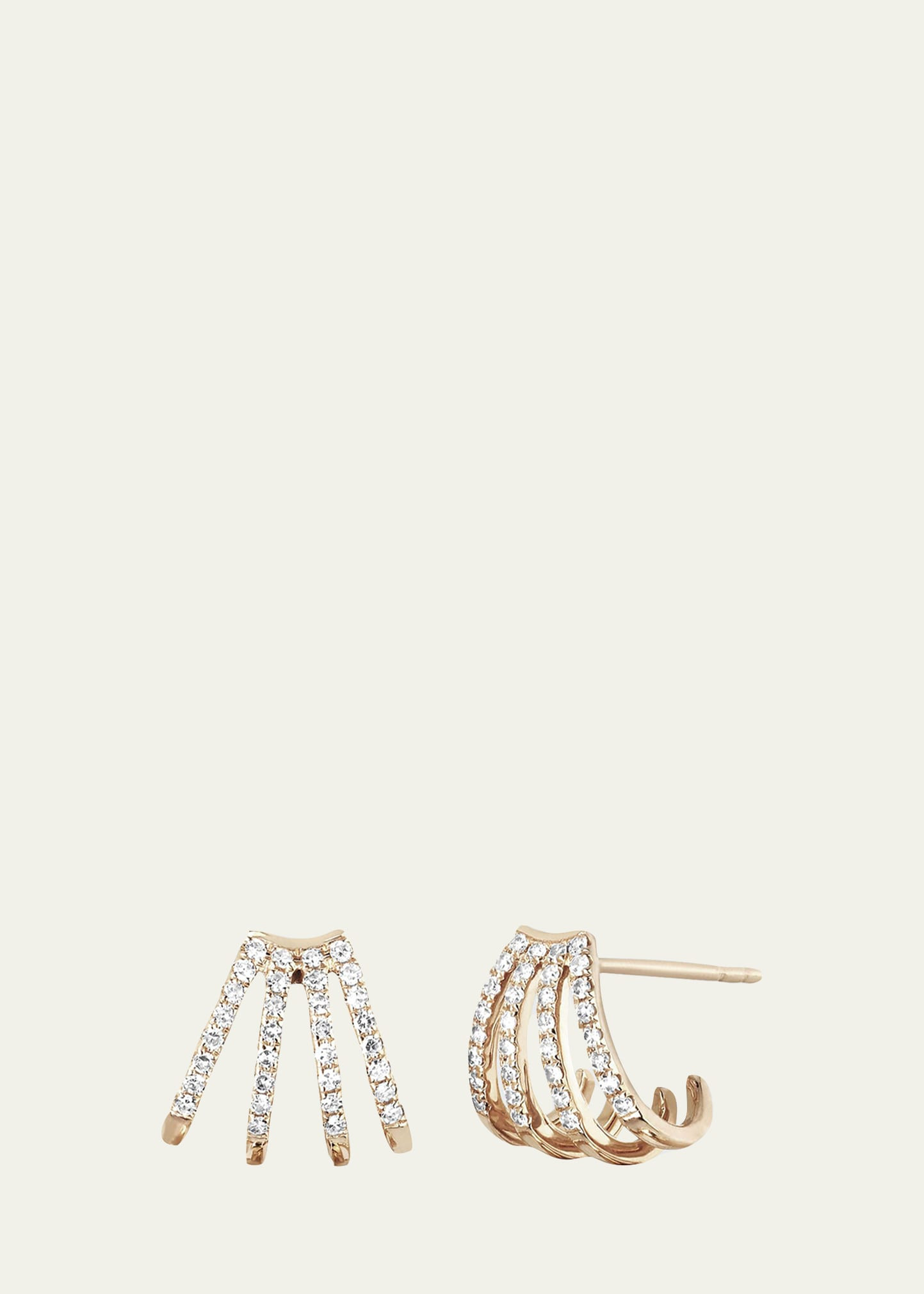 EF Collection 14K Gold Multi-Row Huggie Earrings with Diamonds | Bergdorf Goodman