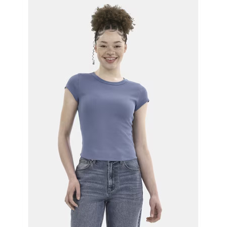 No Boundaries Waffle Tee, Women's | Walmart (US)