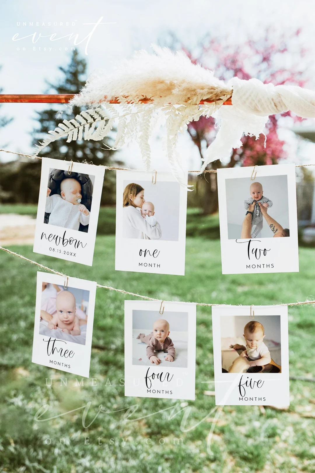 First Birthday Photo Banner, 1st Birthday Photo Banner, Modern Minimalist Monthly Milestone Photo... | Etsy (US)