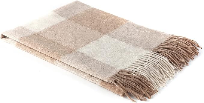 100% pure Cashmere Scarf with Fringed Edges, Super large size for Men and Women,Warm & Soft,Color... | Amazon (US)