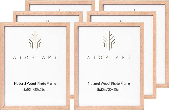 8x10 Solid Wood Picture Frames, 6 Pack OAK Photo Frame Set with Real Glass Cover, Natural Wood Co... | Amazon (US)
