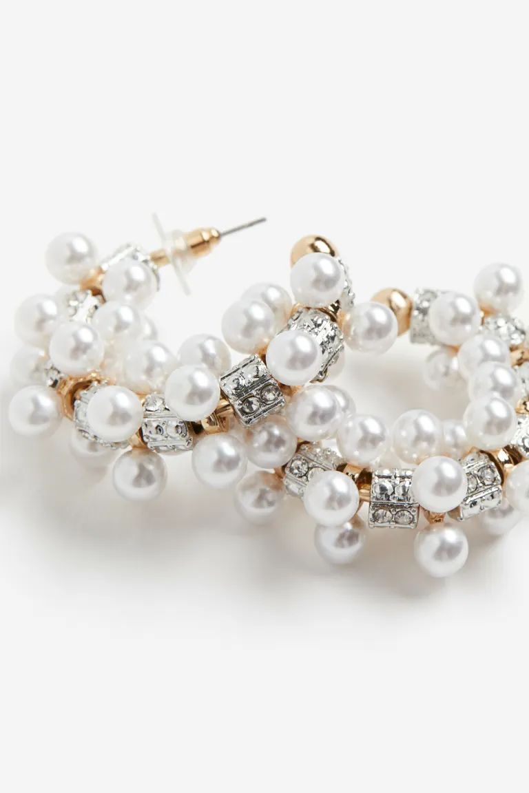 Bead-detail Hoop Earrings - White - Ladies | H&M US | H&M (US + CA)