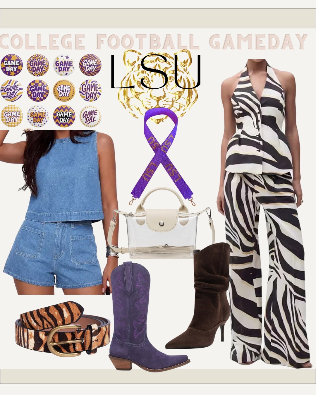 College gameday LSU tigers - zebra print : tiger print - denim two piece set

#LTKootd #LTKgrwm