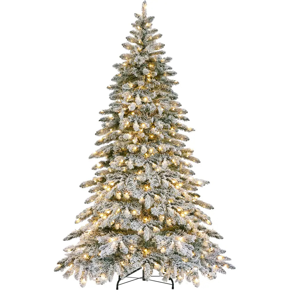 Yaheetech 6FT Green Pre-lit Snow Flocked Christmas Tree with Warm Lights and Stand one_size | LSOCX30001 | Lowe's