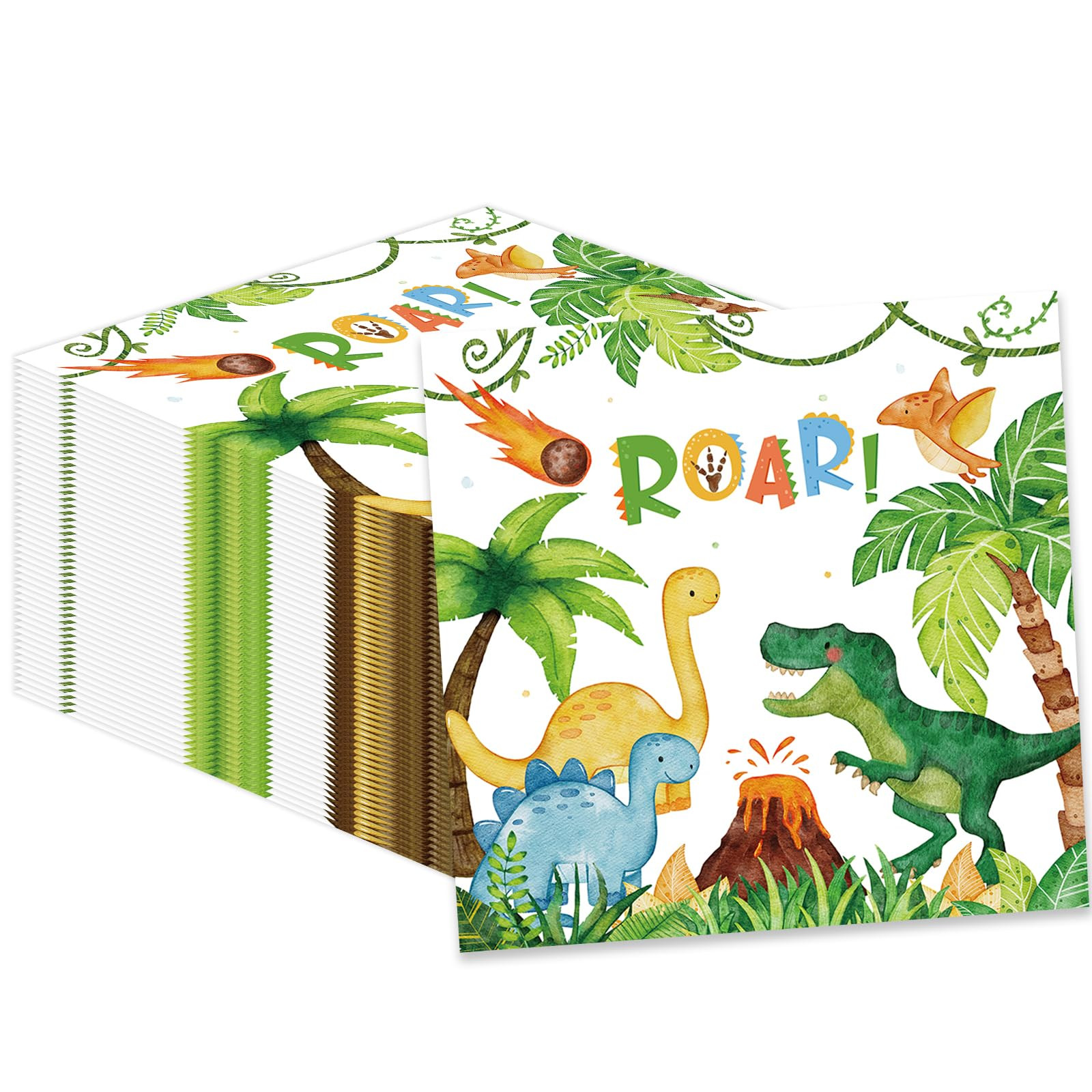 50 Pcs Dinosaur Napkins 13 x 13 Inches, Dinosaur Birthday Paper Napkins Dinosaur Theme Disposable... | Amazon (US)