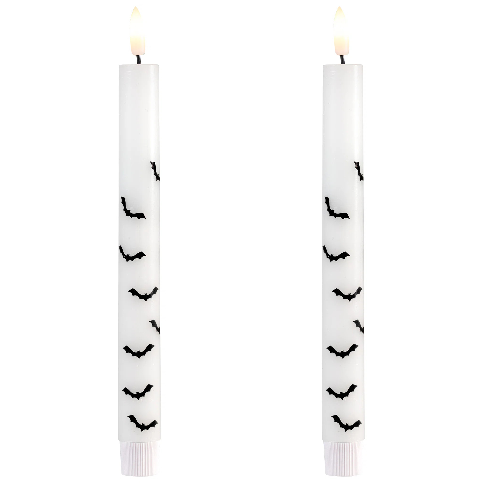 LED Flickering Flameless Wax Tapered Flying Bats Halloween Candles - 9.75" - Set Of 2 | Wayfair North America