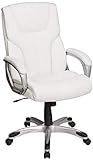 AmazonBasics High-Back, Leather Executive, Swivel, Adjustable Office Desk Chair with Casters, White | Amazon (US)