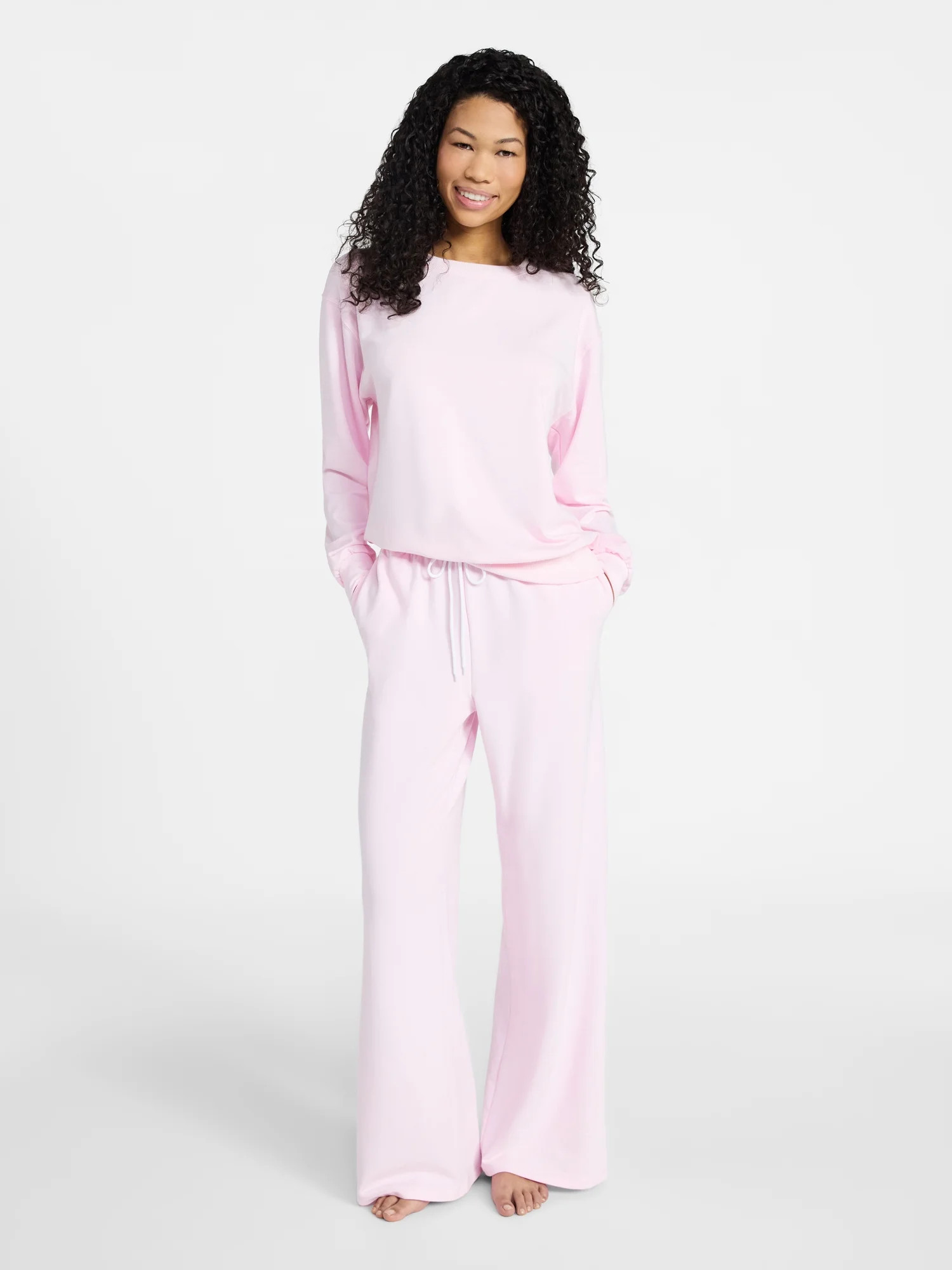 No Boundaries Cozy Sleep Long Sleeve Top and Pants Set, 2-Piece, Women’s XXS-3X | Walmart (US)