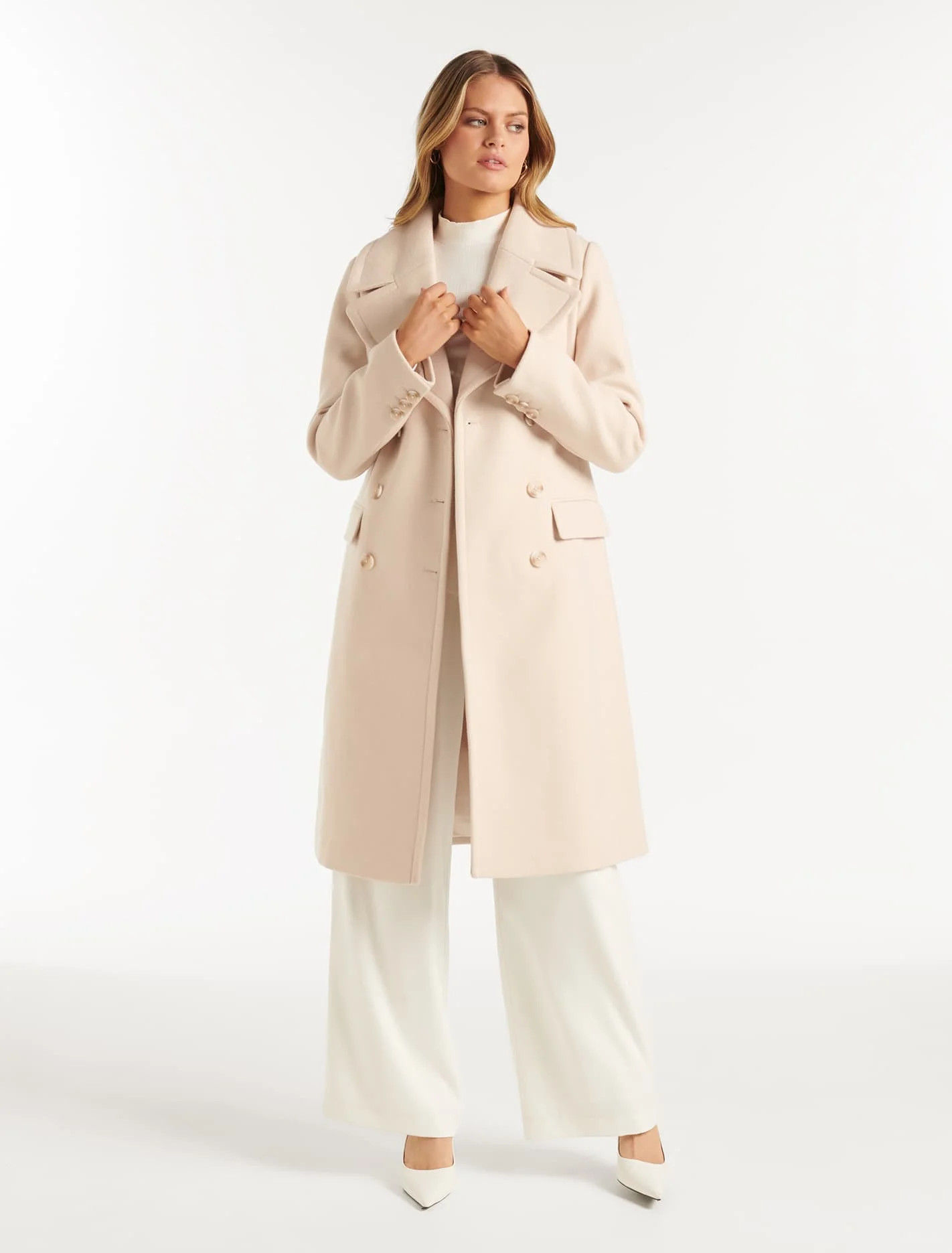 Michelle Longline Coat - Cream - 2 | Ever New (CA)