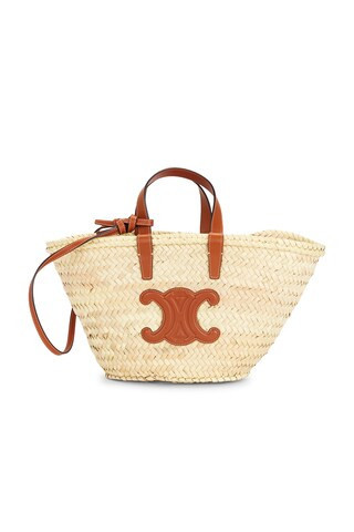 Celine Raffia Triomphe Panier Bucket Bag in Neutral | FWRD 