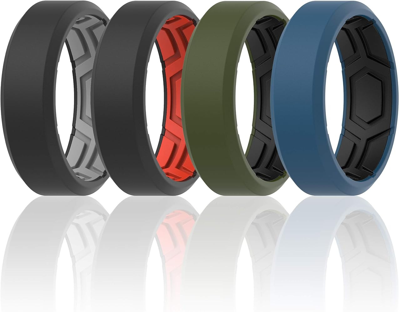 ThunderFit Men Breathable Air Grooves Silicone Wedding Ring Wedding Bands - 7 Rings / 4 Rings / 1... | Amazon (US)