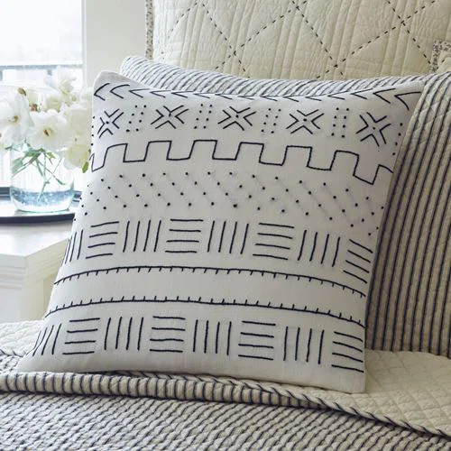 Mudcloth Embroidered Porch Linen Throw Pillow | Wayfair North America