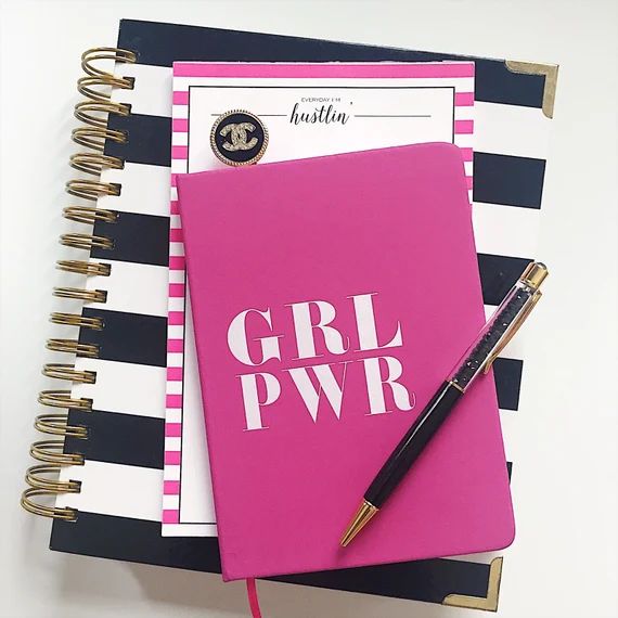 Girl Power journal notebook, feminist journal lined bullet journal notebook, vegan leather journa... | Etsy (US)