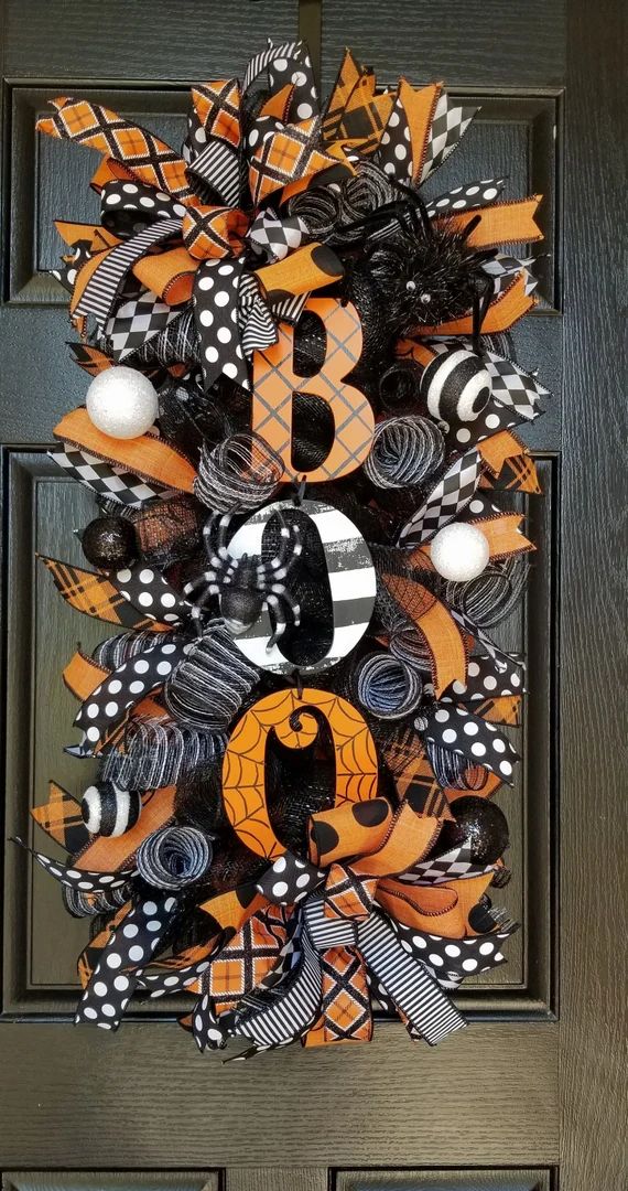 Halloween Wreath Halloween Swag Halloween Wreaths for Front - Etsy | Etsy (US)