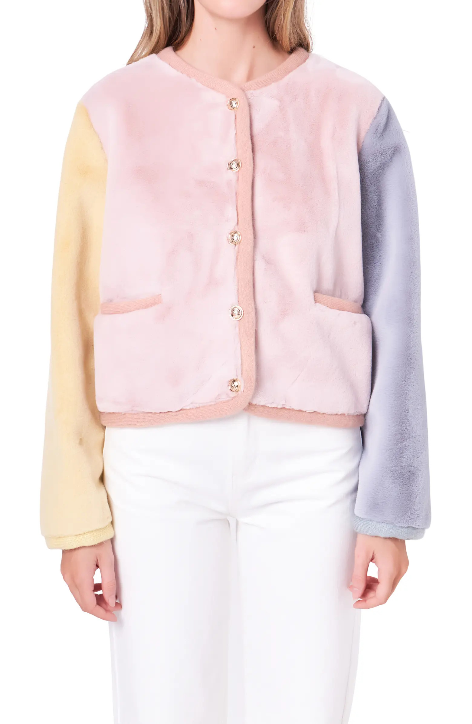 Colorblock Faux Fur Jacket | Nordstrom