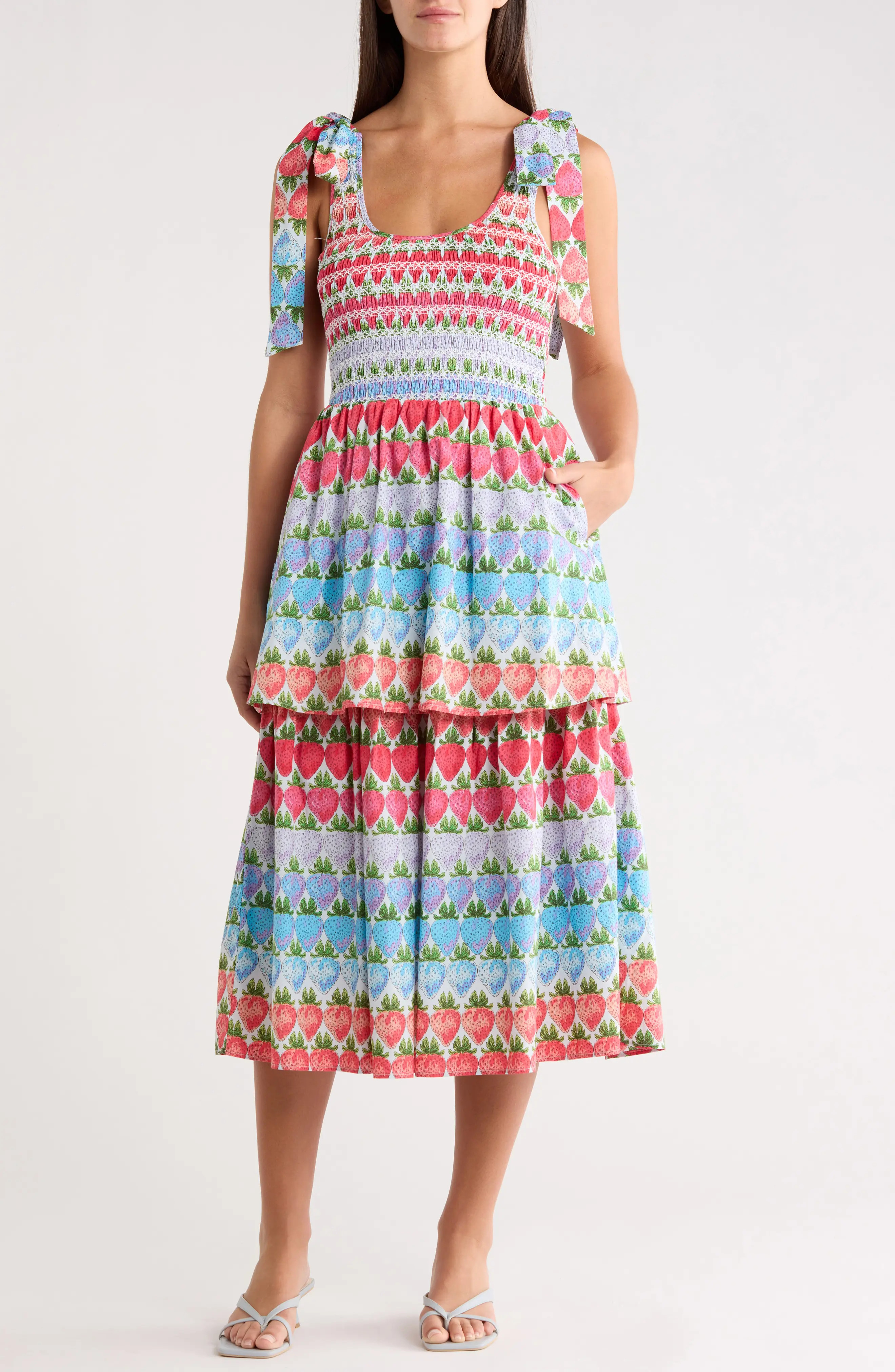 Berry Burst Kasia Sleeveless Smocked Midi Dress (Women) | Nordstrom | Nordstrom