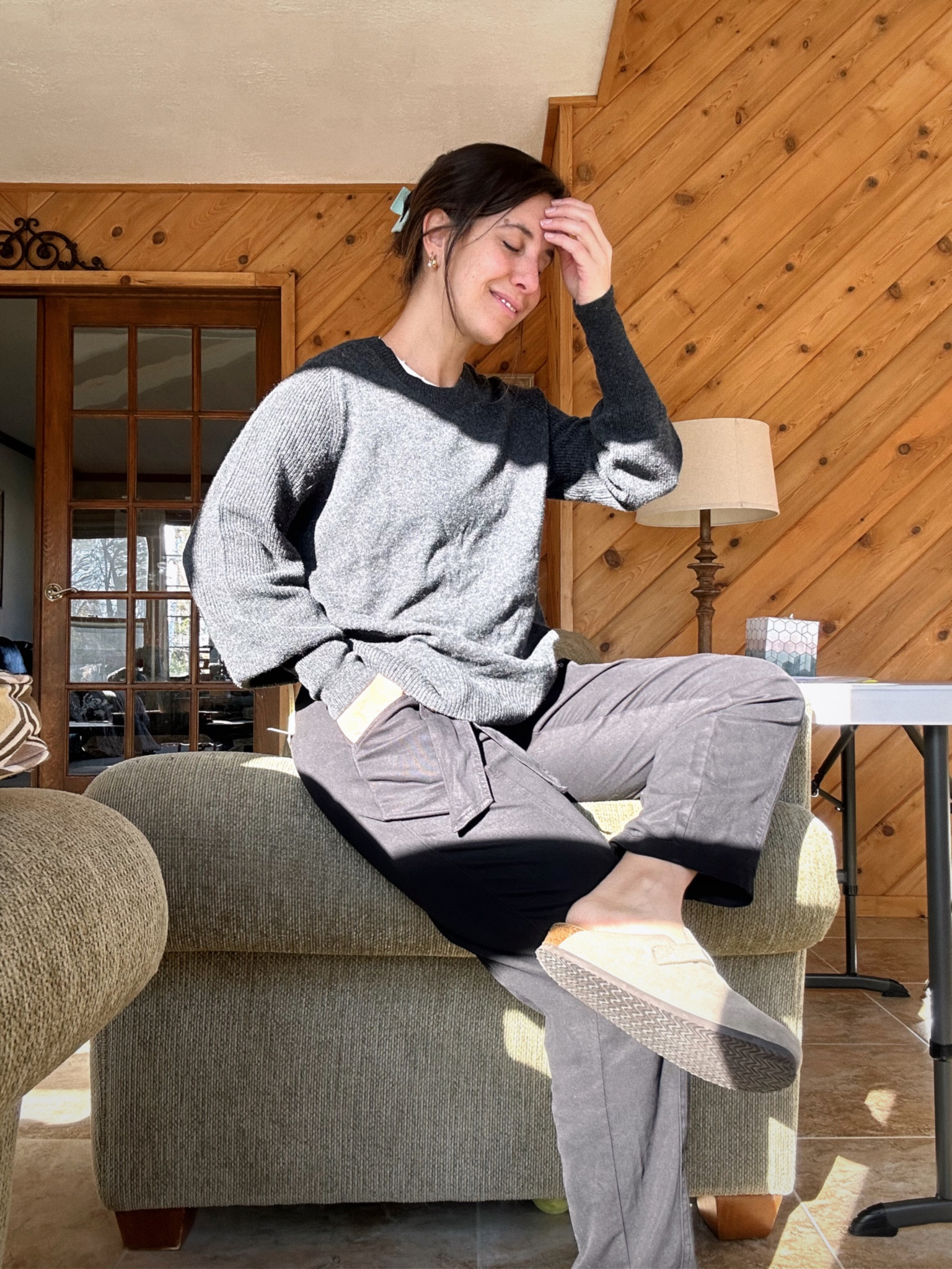 Casual fall outfit idea for day to day activities. I would size down on these pants, they run big, but they are incredible! I’m wearing size 2. My clogs were only $29 and true to size. They are great for when you are on the go. 

#LTKSeasonal #LTKstyletip