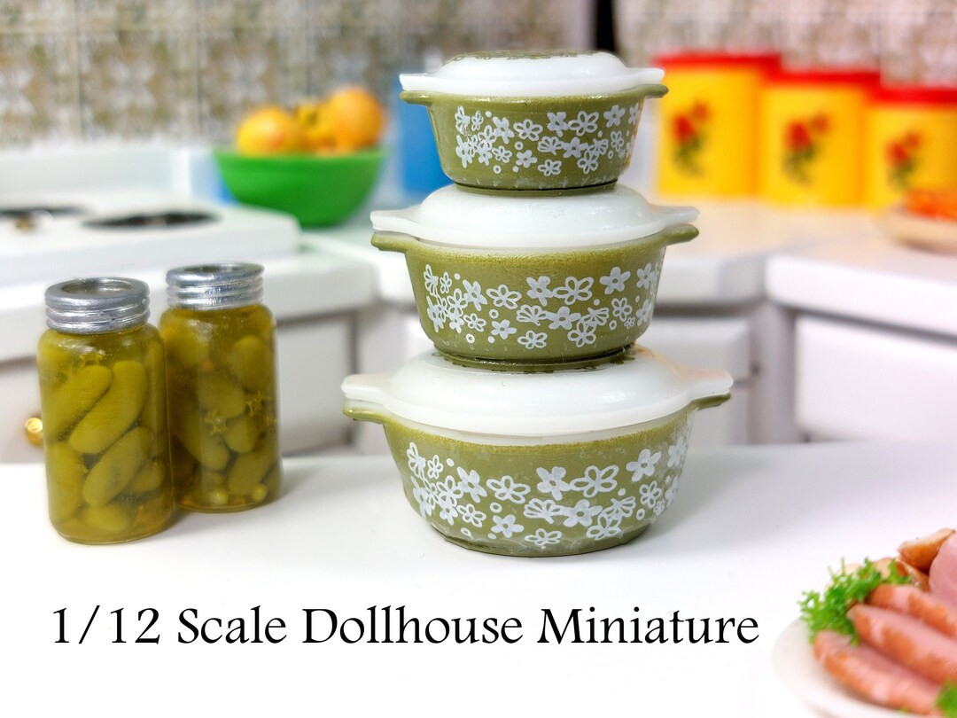 Pyrex Spring Blossom White on Green Bakeware This is a 1:12 - Etsy | Etsy (US)