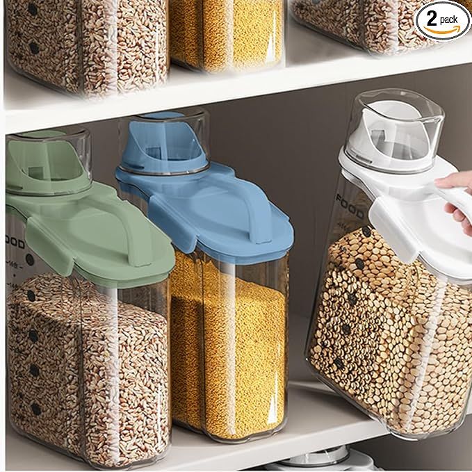 Cereal Containers Storage,2L Airtight Large Dry Food Storage Containers with Pouring Spout, Measu... | Amazon (US)