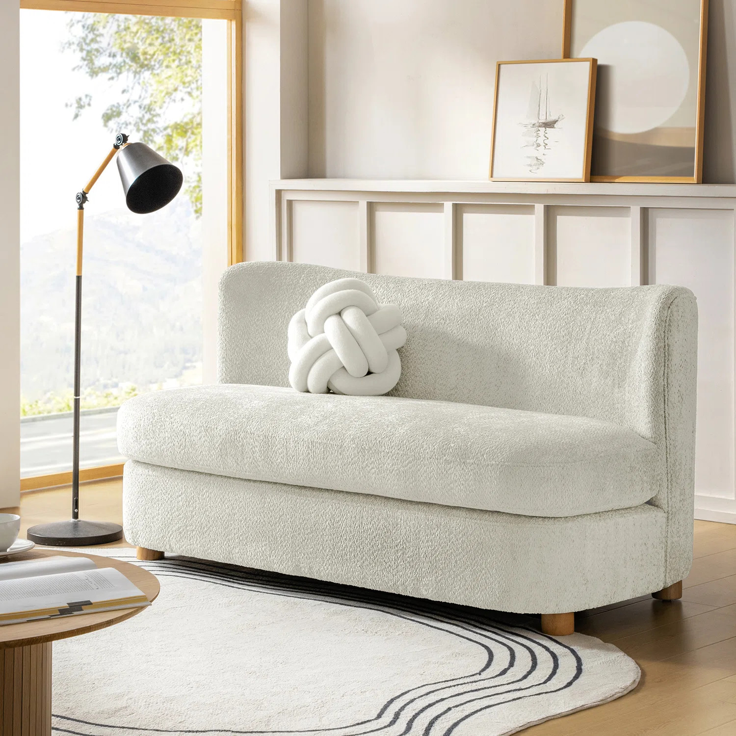 Greigh 63"W Modern Upholstered Boucle Curved Loveseat Sofa | Wayfair North America