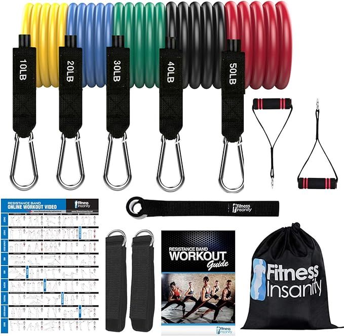 Resistance Bands Set - 5-Piece Exercise Bands - Portable Home Gym Accessories - Stackable Up to 1... | Amazon (US)