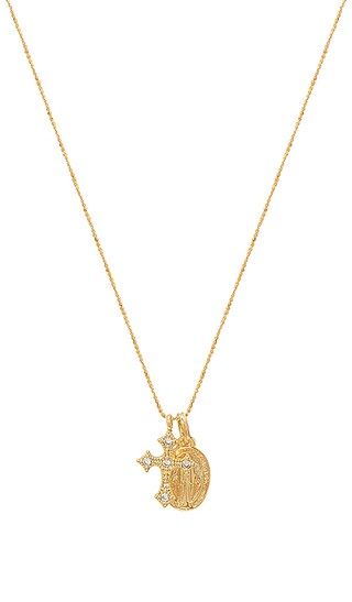 Five and Two Celeste Saint & Cross Necklace in Gold | Revolve Clothing (Global)