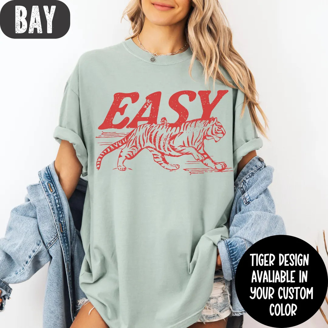 Easy Tiger Shirt, Comfort Colors® Distressed Tiger Shirt, Vintage Tigers T-shirt's, Easy Tiger T... | Etsy (US)